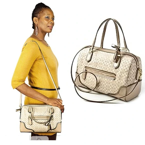 Coach ⭐️🎬See Video Poppy East West Signature Beige Satchel Bag 26426 w/ COA - Picture 13 of 16